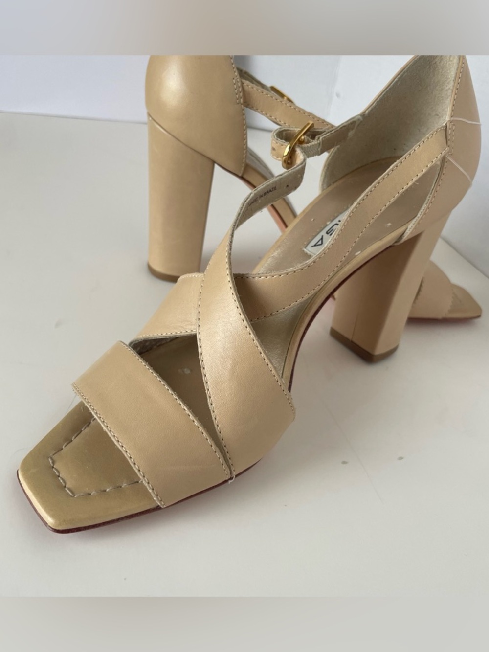 Via Spiga Beige Strappy Block Heel Sandals